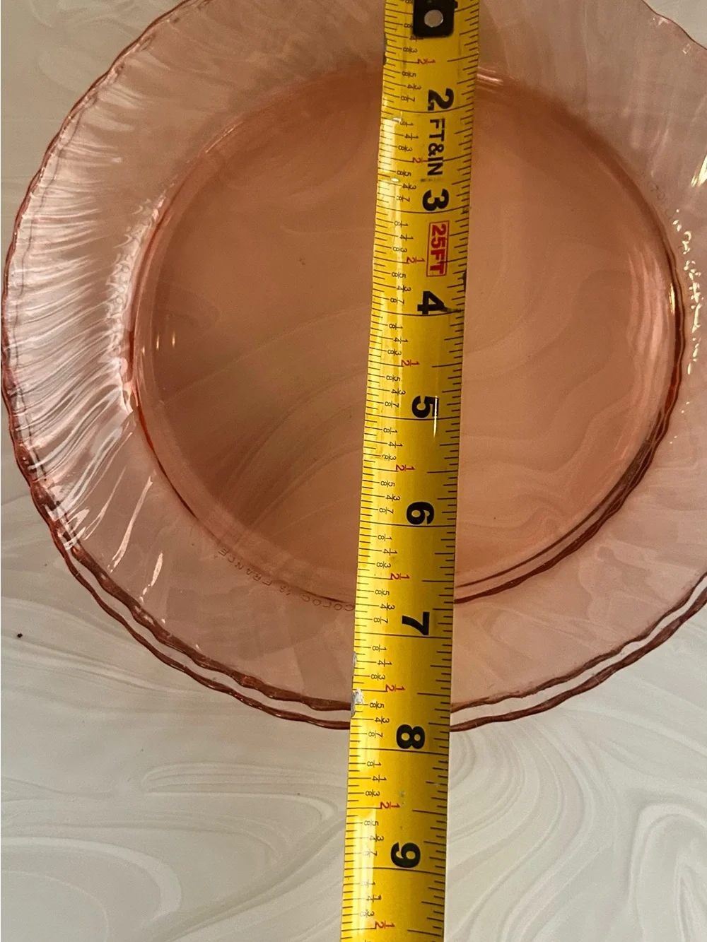 Vintage France Arcoroc Rosaline pink swirl Luncheon Plates  Set Of 4 8in. Round
